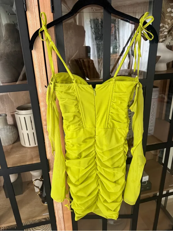 Oh Polly emalee corset mini dress fairycore tie front bodycon sexy lime ruched - Image 4