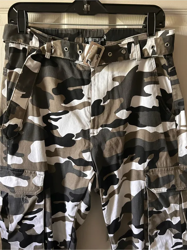 Streetwear Society Camo Print Cargo Jogger Pants w/Belt Sz M Fall Y2K 2000’s - Image 4