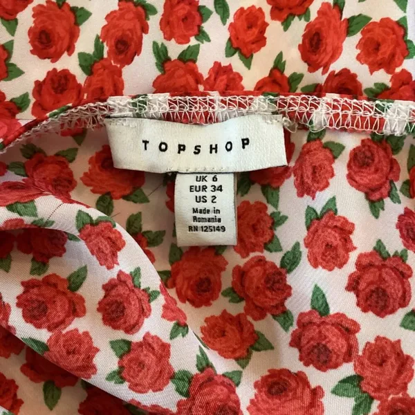 Topshop Womens Maxi Skirt SIze‎ 2 Red Floral Print Long Satin Full Length - Image 7