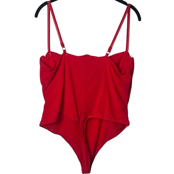 Good American Corset Demi Mesh Thong Bodysuit Grenadine Feminine Dainty 2XL - Image 6