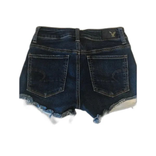 American Eagle dark wash Denim hi-rise stretch jean shorts size‎ 0 y2k - Image 6