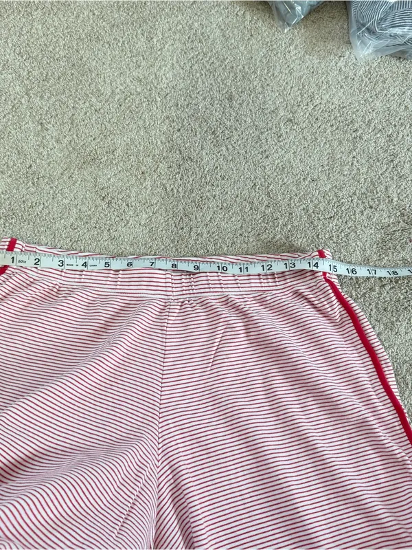 LAKE Women’s 100% Pima Cotton Classic Red Ticking Stripe Pajamas Set M - Image 15