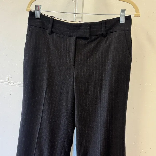 Ann Taylor Womens Pinstripe Wool Blend Wide Leg Dress Pants Grey Size 4 252206 - Image 3