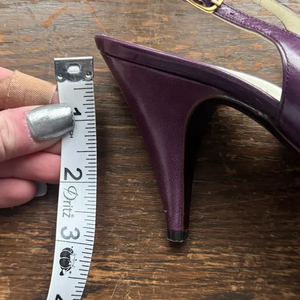 BRUNO MAGLI VINTAGE Italian Leather Designer Purple Slingback Kitten Heels | 7.5 - Image 10