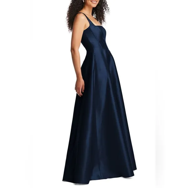 NWT Alfred Sung Blue Corset Satin Gown Dress Size 10 - Image 2