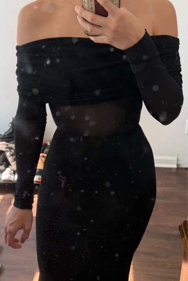 Commence Black Off the Shoulder Long Sleeve Maxi Dress - Image 4