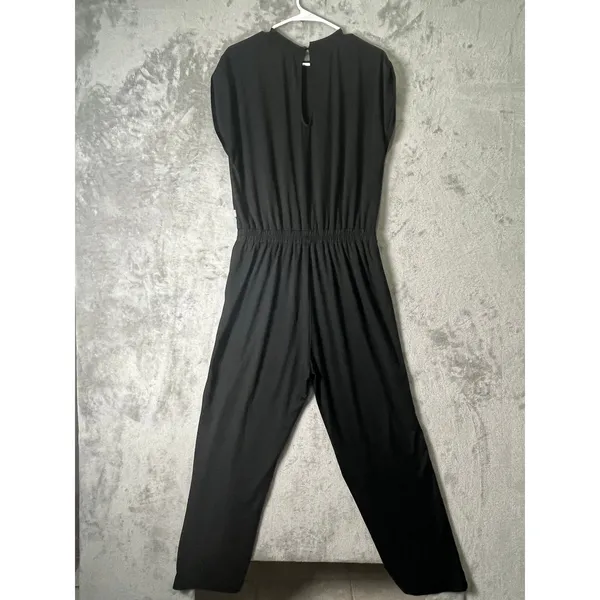 Vuori Lux Crew Jumpsuit Women’s Medium Black Short Sleeve Stretch Athleisure - Image 3