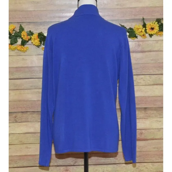 Designers Original Luxe 360 Ladies Blue Mock Neck Sweater Size XL Shoulder Zip - Image 6