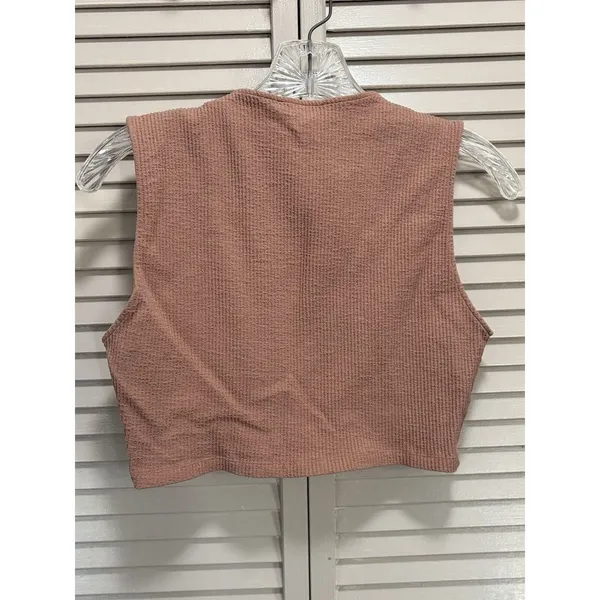 Zara Dusty Rose Tank Top Cropped‎ Size Medium Strap Soft Ribbed - Image 4