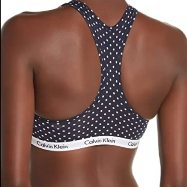 Calvin Klein White & Black Polka Dot Racerback Bra - Image 2
