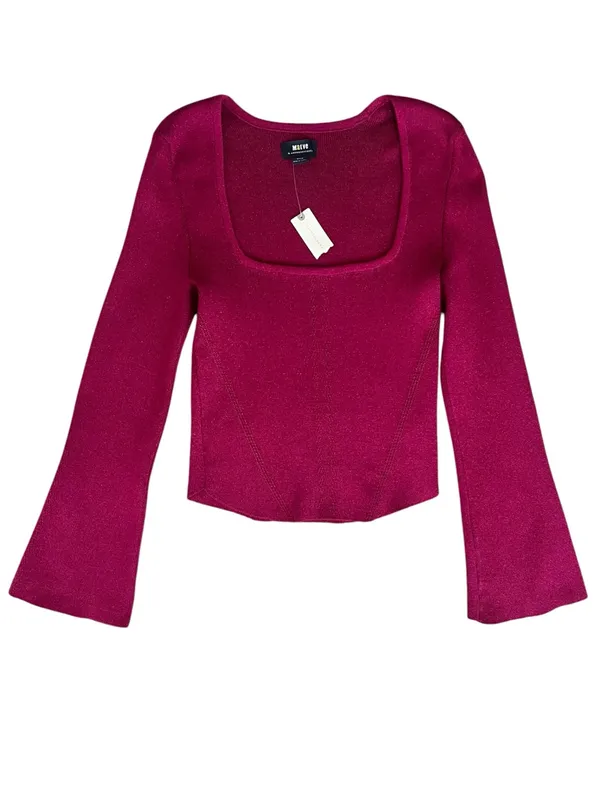 Maeve by Anthropologie‎ NWT Square Neck Bell Sleeve Sweater Raspberry Sparkle M - Image 10