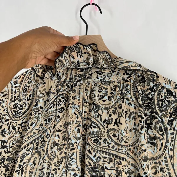 OPT Boho‎ Paisley Print Long Sleeve Tiered Midi Dress Peasant Prairie Ruffle M - Image 11