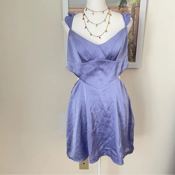 Oh Polly Rialta Cutout Satin Mini Dress Sleeveless in Lilac Size US 10 - Image 6