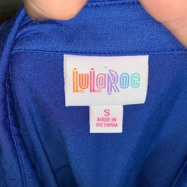 Lularoe Valentina solid blue knit travelcore S button down shirt - Image 3