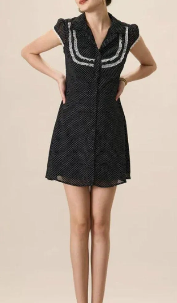 RIHOAS Women's Black Collared Polka Dot Mini Dress 3 - Image 2