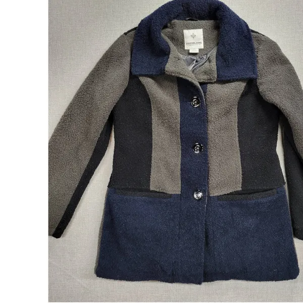 Weather Tamer Women's Coat Jacket S Blue Gray Colorblock Fleece Lined Button - Image 10