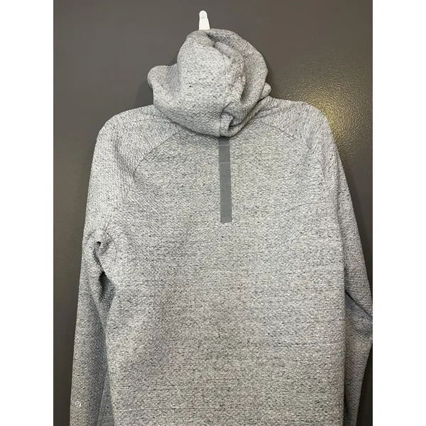 Lululemon Hoodie Womens Medium Gray Textured Fleece Pullover Reflective Pockets - Image 7