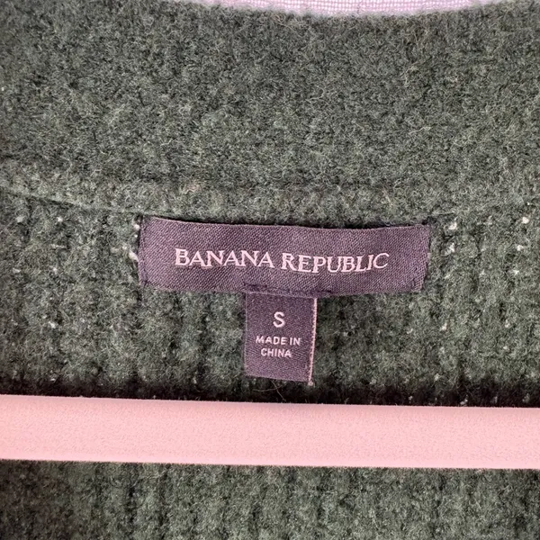 Banana Republic Green Aire Wool Blend Cardigan Waffle Knit‎ Small GUC - Image 4
