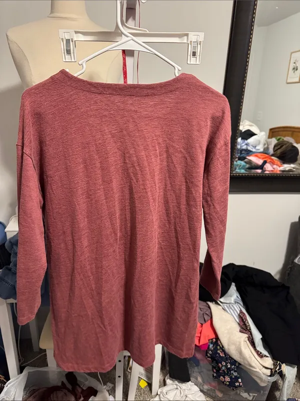LOFT Lace-Up Long Sleeve Top in Dusty Rose - Image 4