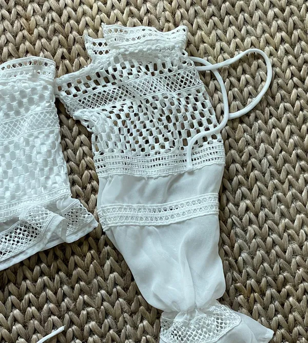 The Vintage Shop White Lace Sheer Corset Croptop L - Image 4