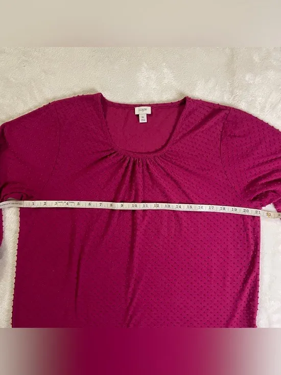 J. Crew Raspberry Bubble Textured 3/4 Sleeve Blouse size XL - Image 7