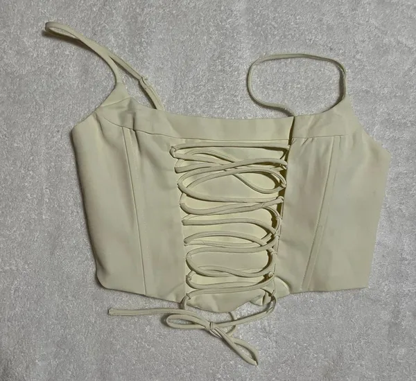 Malia Ivory Lace Up Corset Top - Image 4