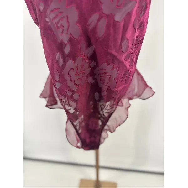 Vintage Victorias Secret Satin Teddy Lingerie Gold Label Maroon Floral Size M - Image 6