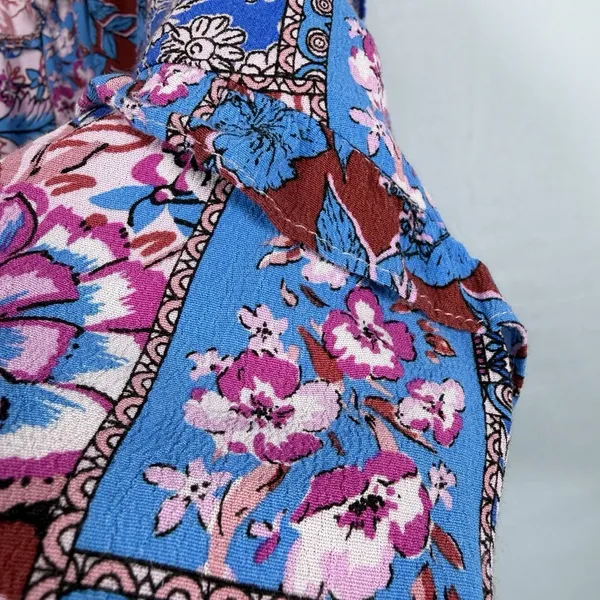 Anthropologie‎ Size-S Robin Mini Dress Blue Pink Paisley Patchwork - Image 8