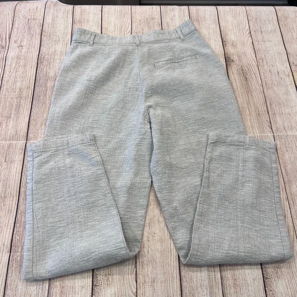 Zara Womens High Rise Textured Cotton Tapered Pants Light Grey Size 4 8574/039 - Image 7
