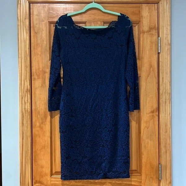 Zesica Blue Lace Dress Fitted Small - Image 3