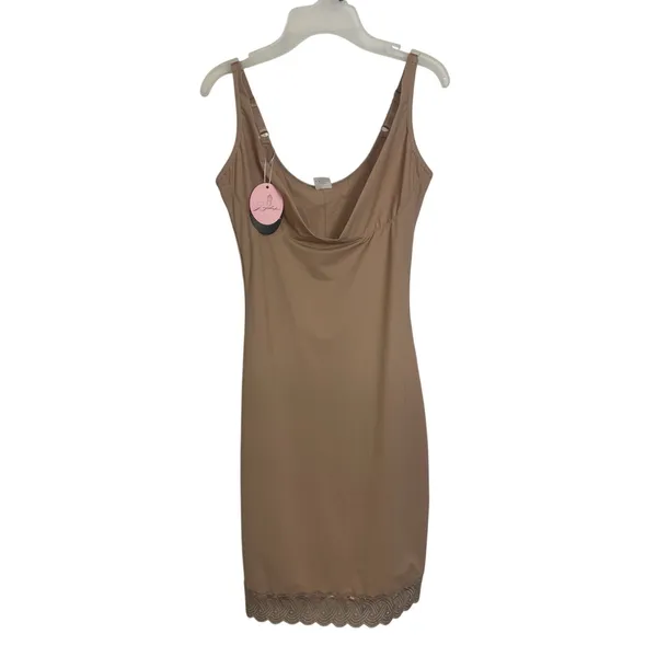 NWT JoyShaper Beige Open Bust Shapewear Lace Slip Dress Medium - Image 2