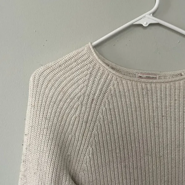 Gap white cream long sleeved knit sweater casual‎ comfortable warm wool cotton - Image 2