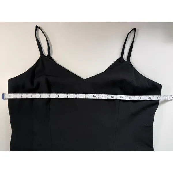 Vintage Jackie K Black Spaghetti Strap Godet‎ Hem Formal Midi Dress Size 7/8 - Image 5
