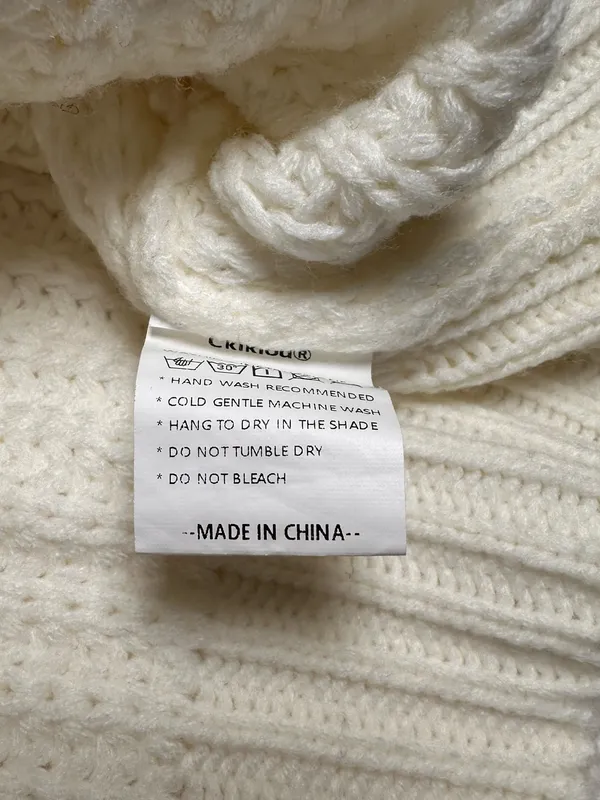 Women’s Cream Chunky Knit Sweater Size Small Short Cozy Ribbed Pullover - Image 10