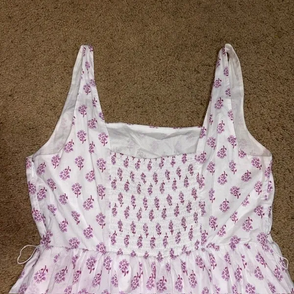 J. Crew Floral Tiered Midi Dress Sleeveless White Violet Storm 12 - Image 7