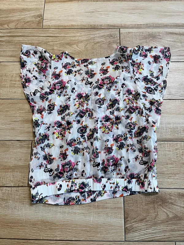 Womens Kimchi Blue White Floral Sheer Blouse - S - Image 5