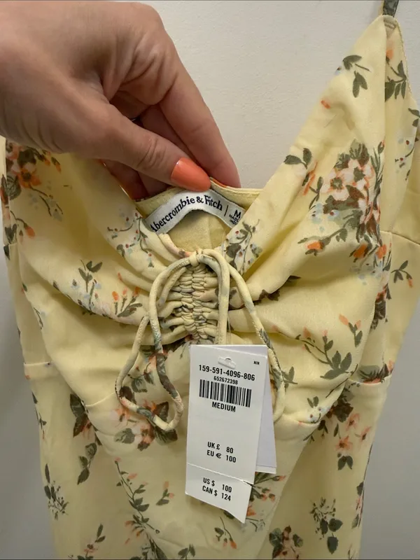 Abercrombie & Fitch yellow Cinch-Front Maxi Dress NWT! - Image 3