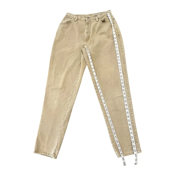 Vintage Sasson High Waisted Tapered Leg Jeans Tan Khaki Denim 31x31 Mom Jeans - Image 5