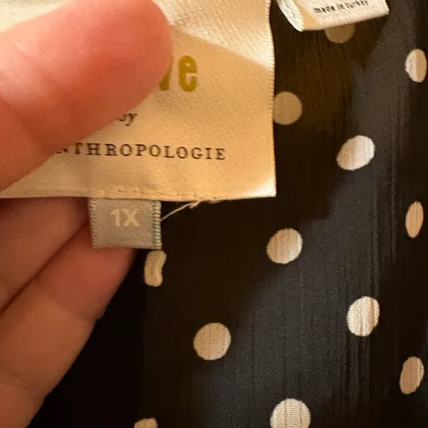 Anthropologie Maeve Sirena Polka Dot Ruffled Tunic Midi Dress in Black & White - Image 7