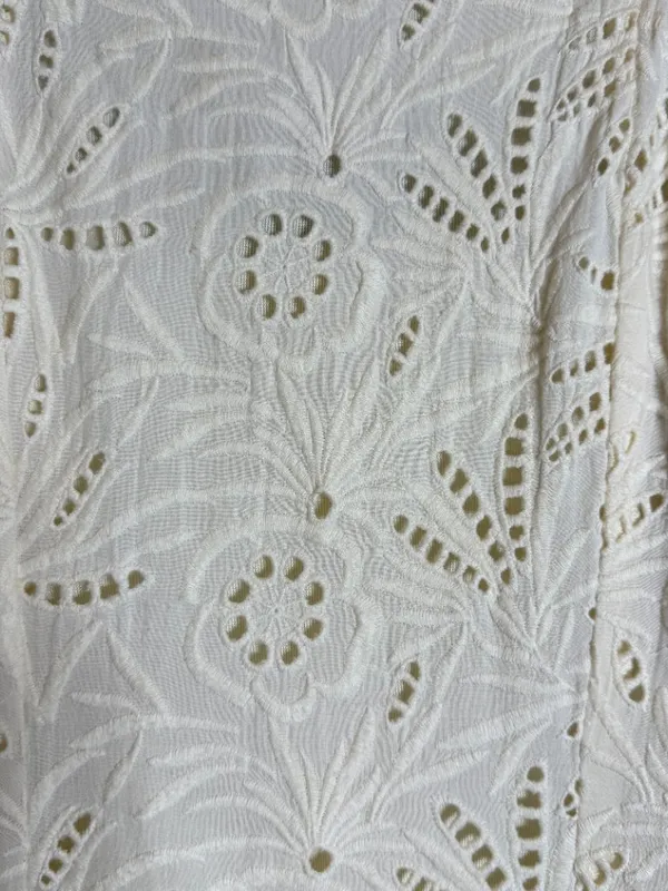 Free People Daniella Eyelet Mini Dress Women's 2 Ivory Puff Sleeve Boho Cotton - Image 14