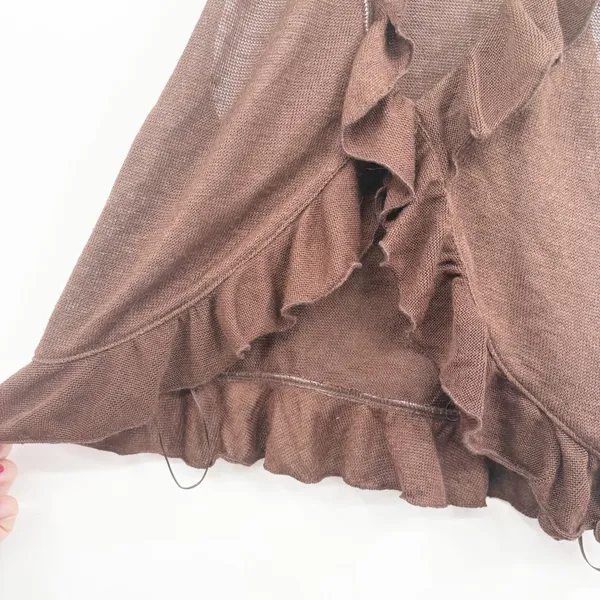 Kimchi Blue UO Womens Brown Trim Boho Fairycore Solise Ruffle Knit Tank Top S - Image 4