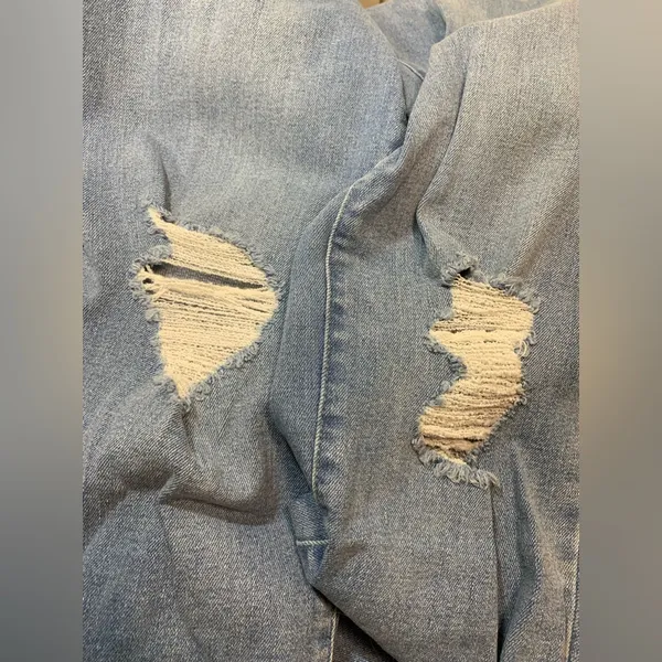 Style and Co Straight Leg Distressed Denim Blue Jeans - Image 9