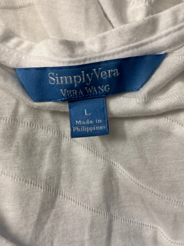 Simply Vera Vera Wang White Sleeveless Wave-Detail Sleeveless Blouse Tank Top LG - Image 9