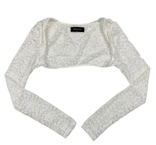 White Fox Boutique - "Work This Out" Lace Bolero Top Set in White - Image 3