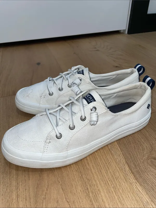 Sperry Crest Vibe White Canvas Low-Top Sneakers with Navy Accents Size 9.5 - Image 12