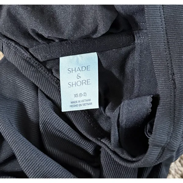 NEW Shade & Shore Black Ribbed Bandeau One Piece Swimsuit XS Shaping - Image 4