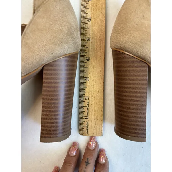 Ree‎ Tan Suede Block High Heel Shoes Ankle Strap Buckle Size 8 - Image 8