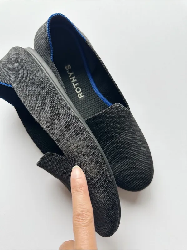 Rothy's The Loafer Black with Blue Trim Slip On Shoes - Image 6
