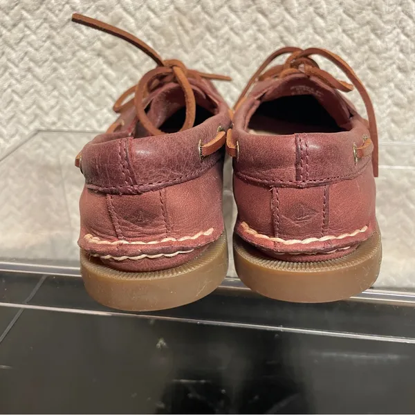 Sperry Womens 6 Red Leather 2 eye Boat Shoes Loafer Burnt‎ Sienna Preppy Classic - Image 4
