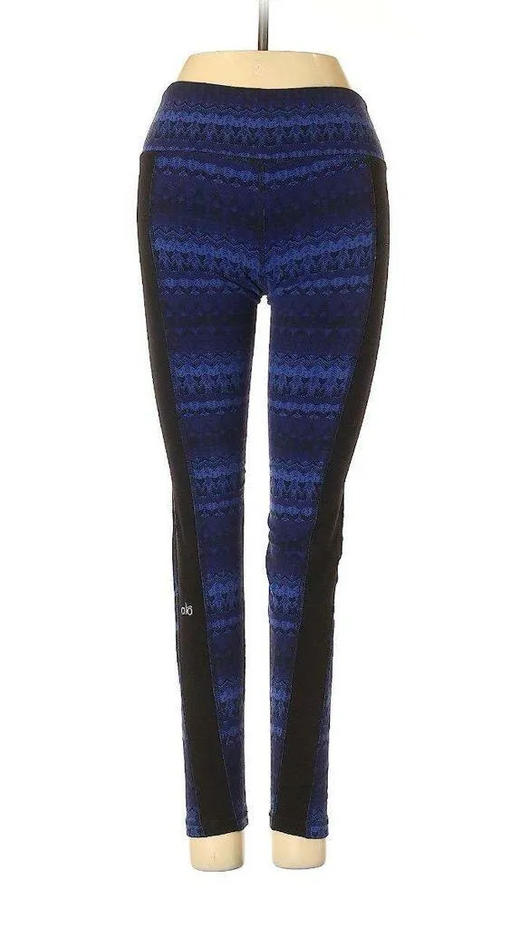 ALO Yoga Illusion 3 Tribal print leggings Arctic Royalty‎ Blue Black Pant size M - Image 4